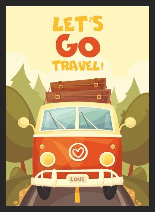 Skywalk Collectible Wooden Fridge Magnet -Lets Go Travel (Multicolor)